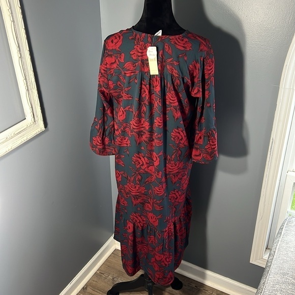 Collection XIIX Dark Floral Ruffle Kimono Duster NWT OS Boho Festival Music Fest - Picture 8 of 9